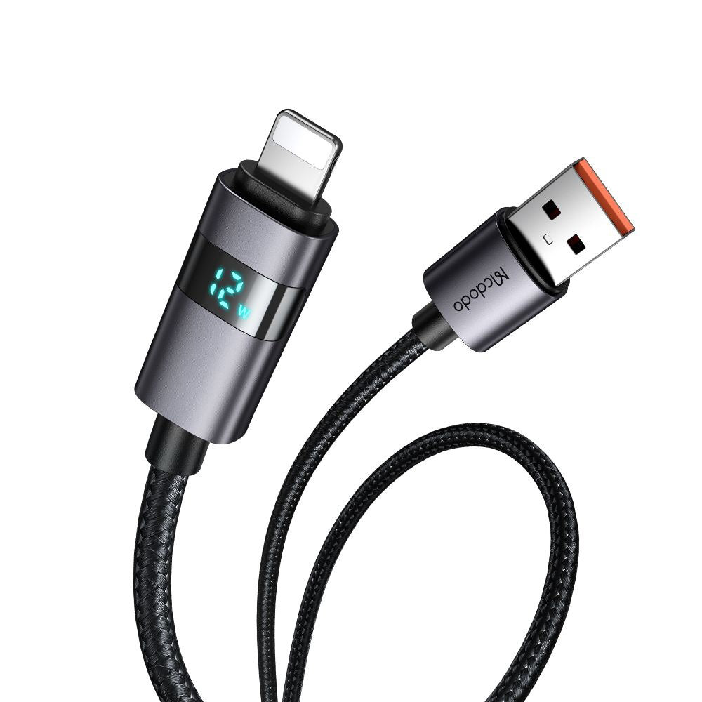 Kabel do danych i ładowania USB-A - Lightning McDodo CA-6490 Display, 18W, 1.2m, Czarny