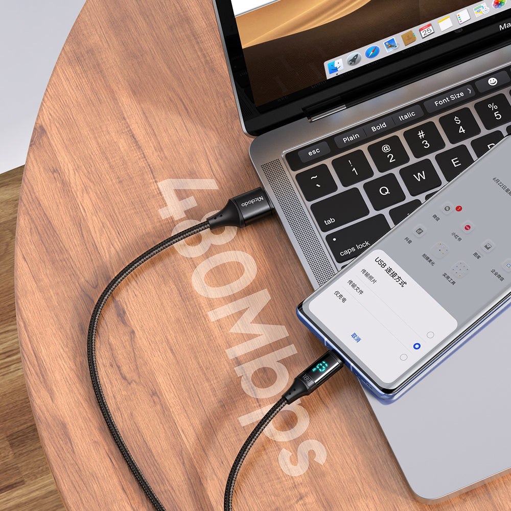 Kabel do danych i ładowania USB-A - microUSB McDodo CA-1070 Display, 18W, 1.2m, Czarny