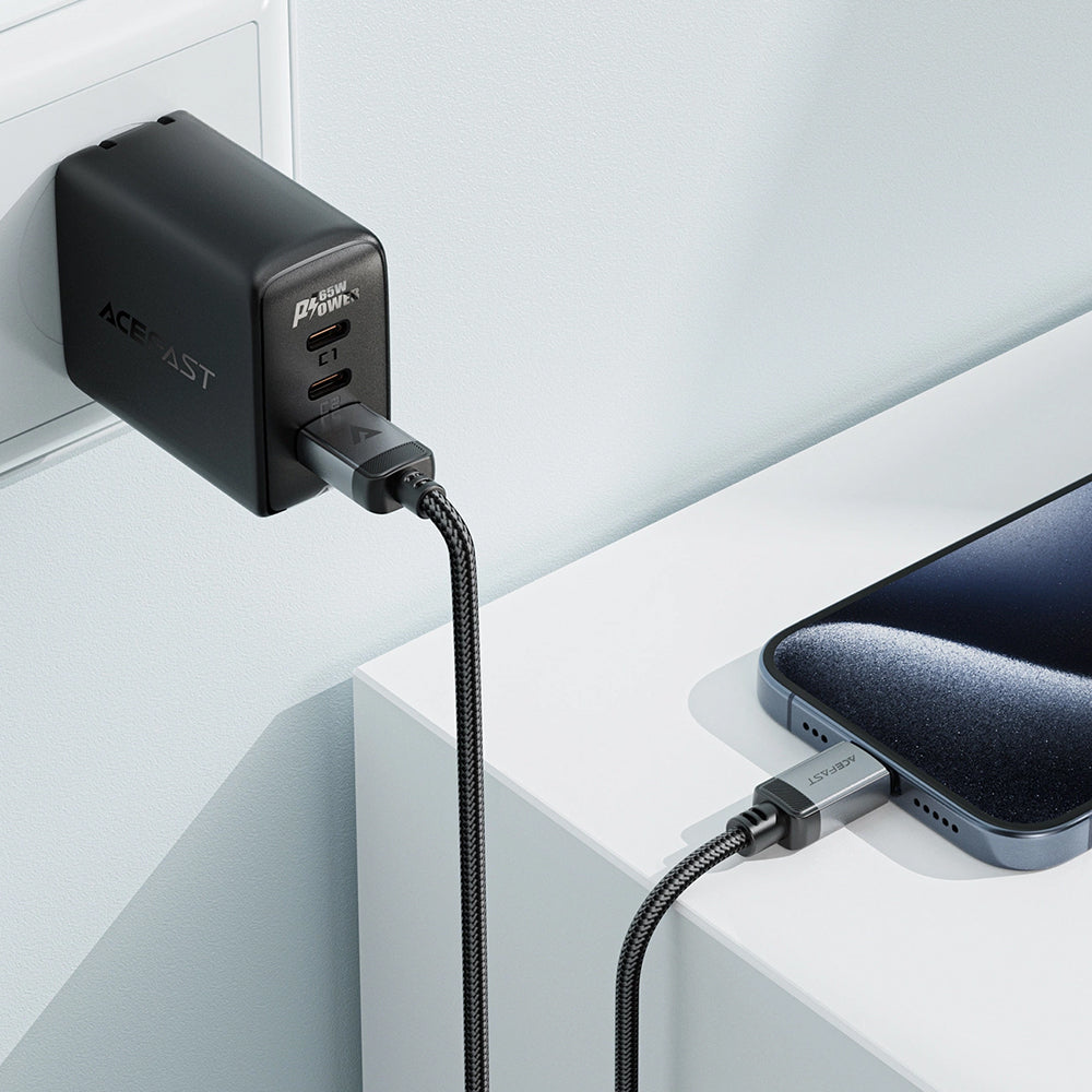 Kabel do danych i ładowania USB-A - USB-C Acefast C20-04, 18W, 1.2m, Czarny