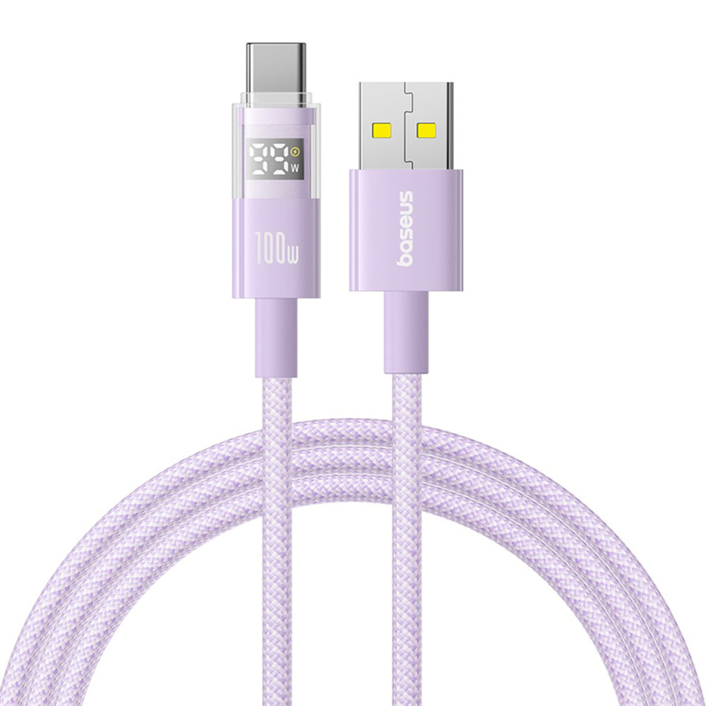 Kabel do danych i ładowania USB-A - USB-C Baseus Display 2, 100W, 1m, Fioletowy P10382701511-00
