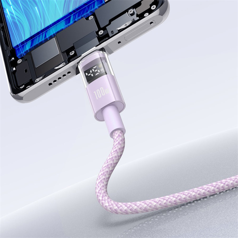 Kabel do danych i ładowania USB-A - USB-C Baseus Display 2, 100W, 1m, Fioletowy P10382701511-00