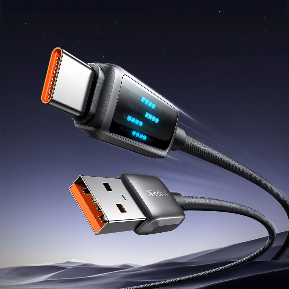 USB-A to USB-C McDodo CA-2350 Display Data and Charging Cable, 100W, 1.2m, Black