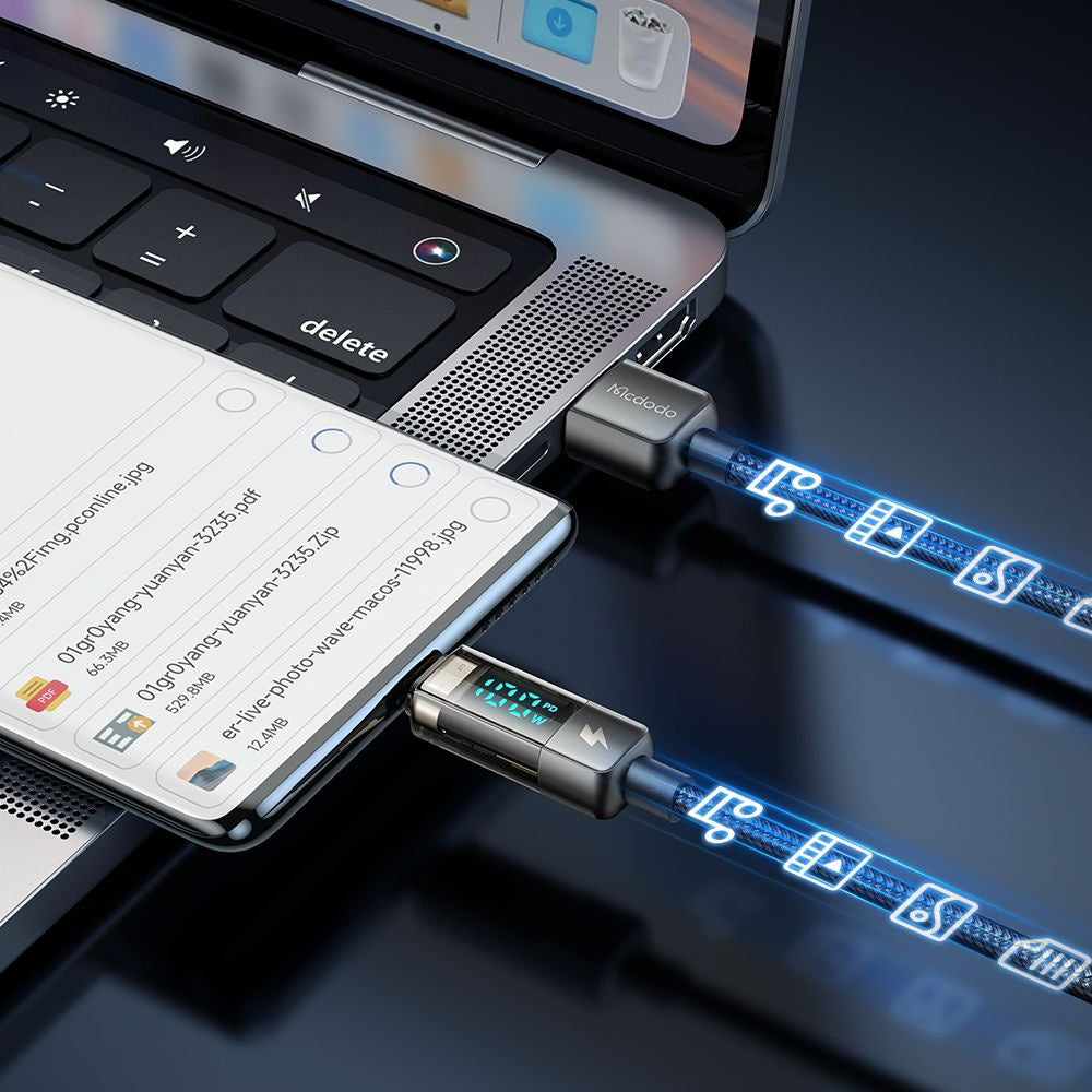 Kabel do danych i ładowania USB-A - USB-C McDodo CA-3630 Display Auto Power Off, 66W, 1.2m, Czarny