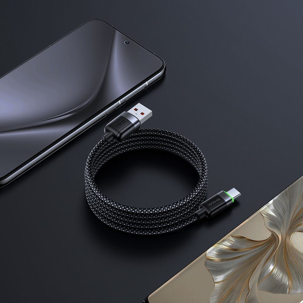 Kabel do danych i ładowania USB-A - USB-C McDodo CA-5650 Self Winding, 66W, 1.2m, Czarny