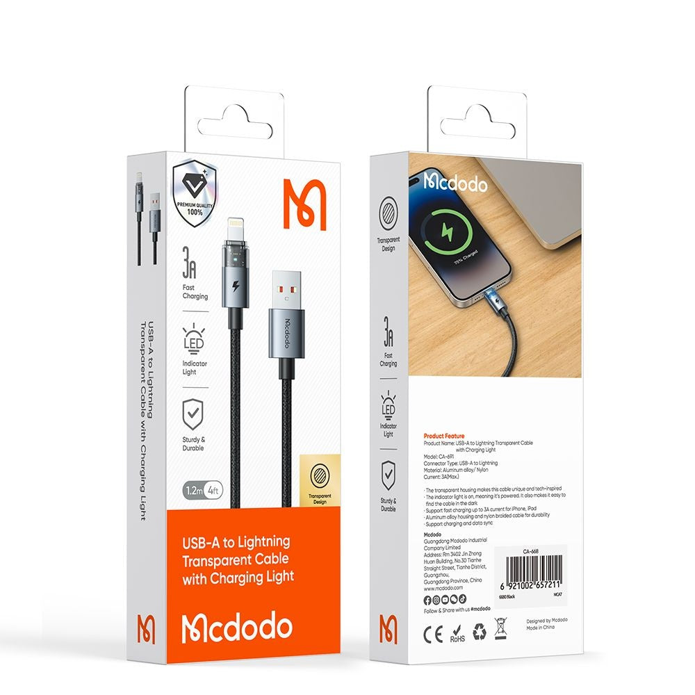 Kabel do danych i ładowania USB-A - USB-C McDodo CA-6891, 66W, 1.2m, Złoty