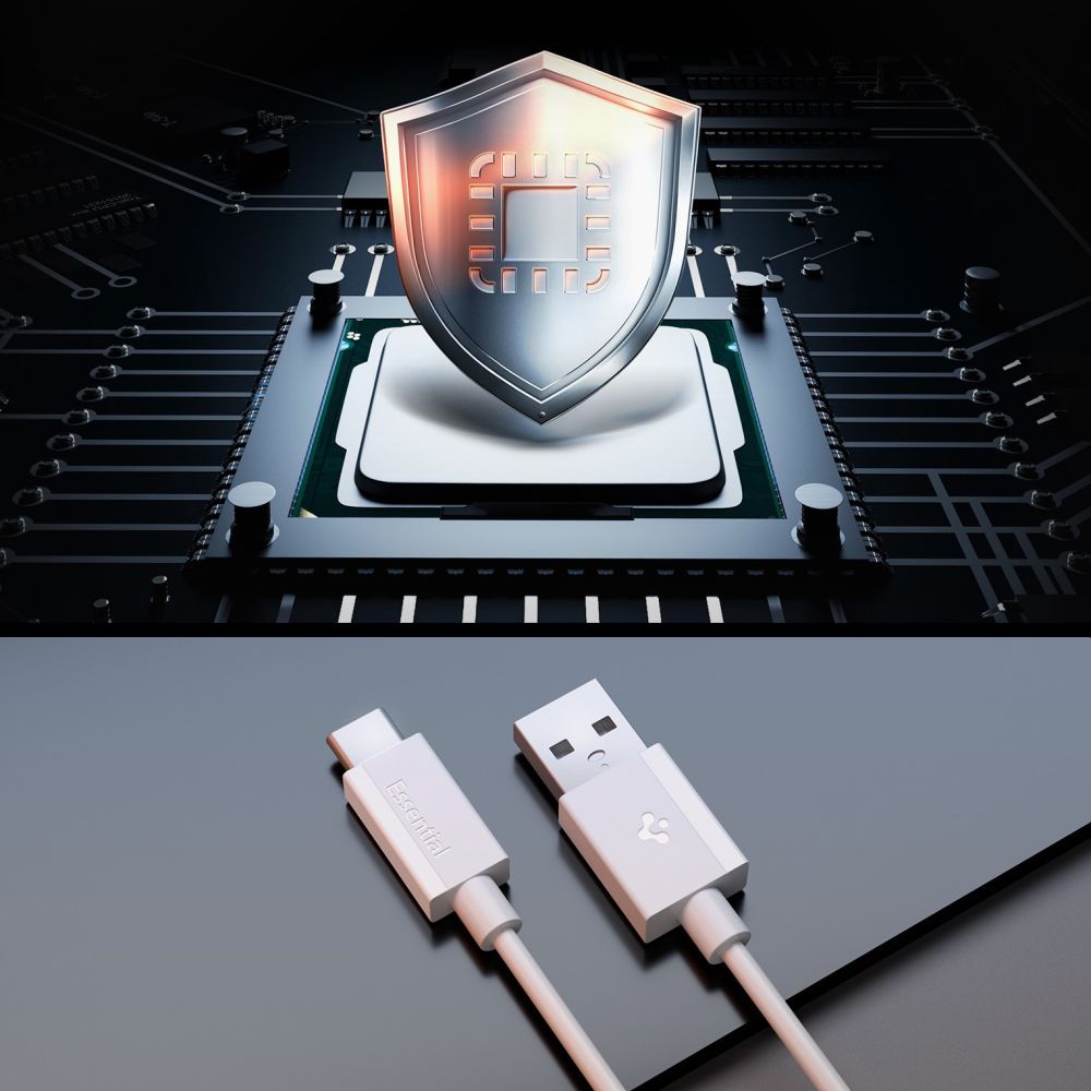 Kabel do danych i ładowania USB-A - USB-C Spigen Essential, 60W, 1m, Biały ACA08715