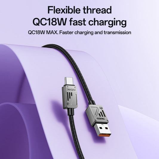 Kabel do danych i ładowania USB-A - USB-C Yesido CA135C, 18W, 1.2m, Czarny