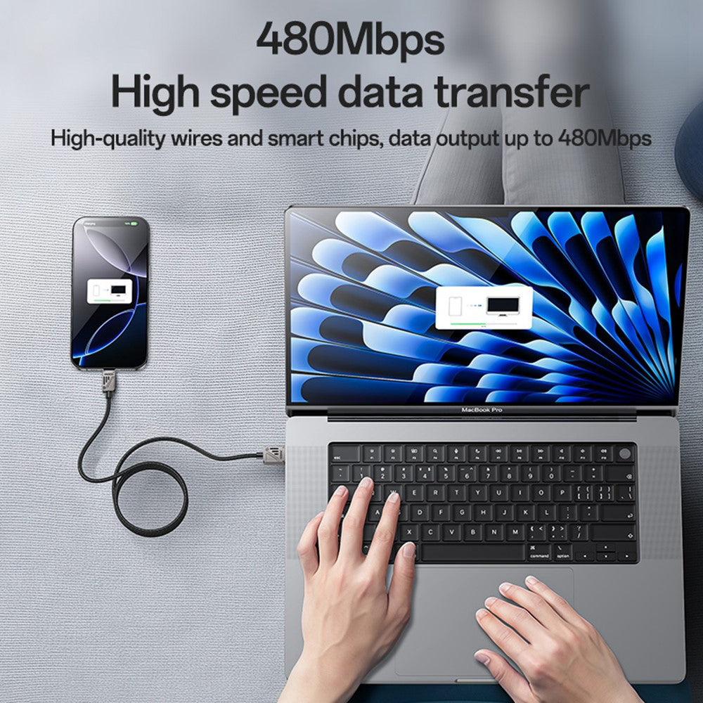 Kabel do danych i ładowania USB-A - USB-C Yesido CA135C, 18W, 1.2m, Czarny