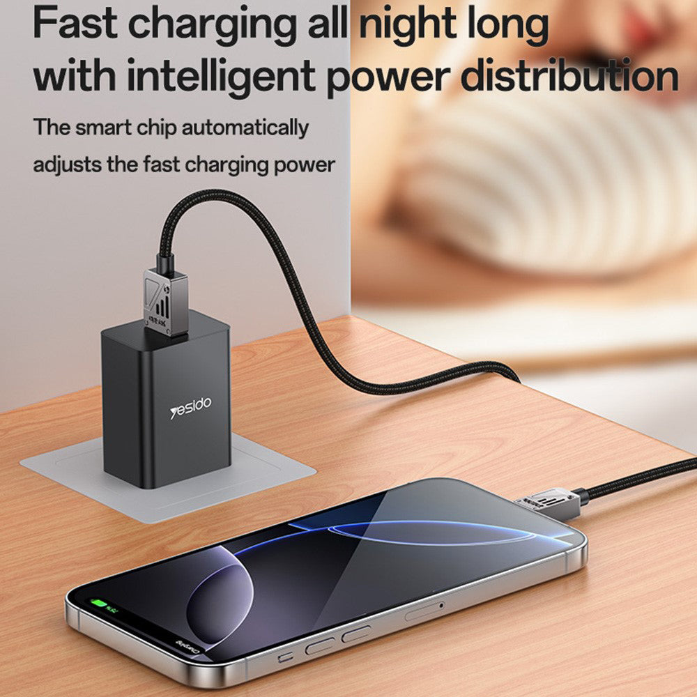 Kabel do danych i ładowania USB-A - USB-C Yesido CA135C, 18W, 1.2m, Czarny