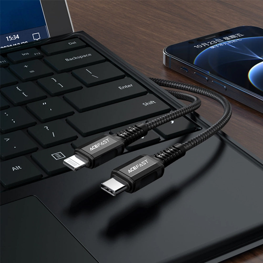 Kabel do danych i ładowania USB-C - Lightning Acefast C1-01, 30W, 1.2m, Czarny