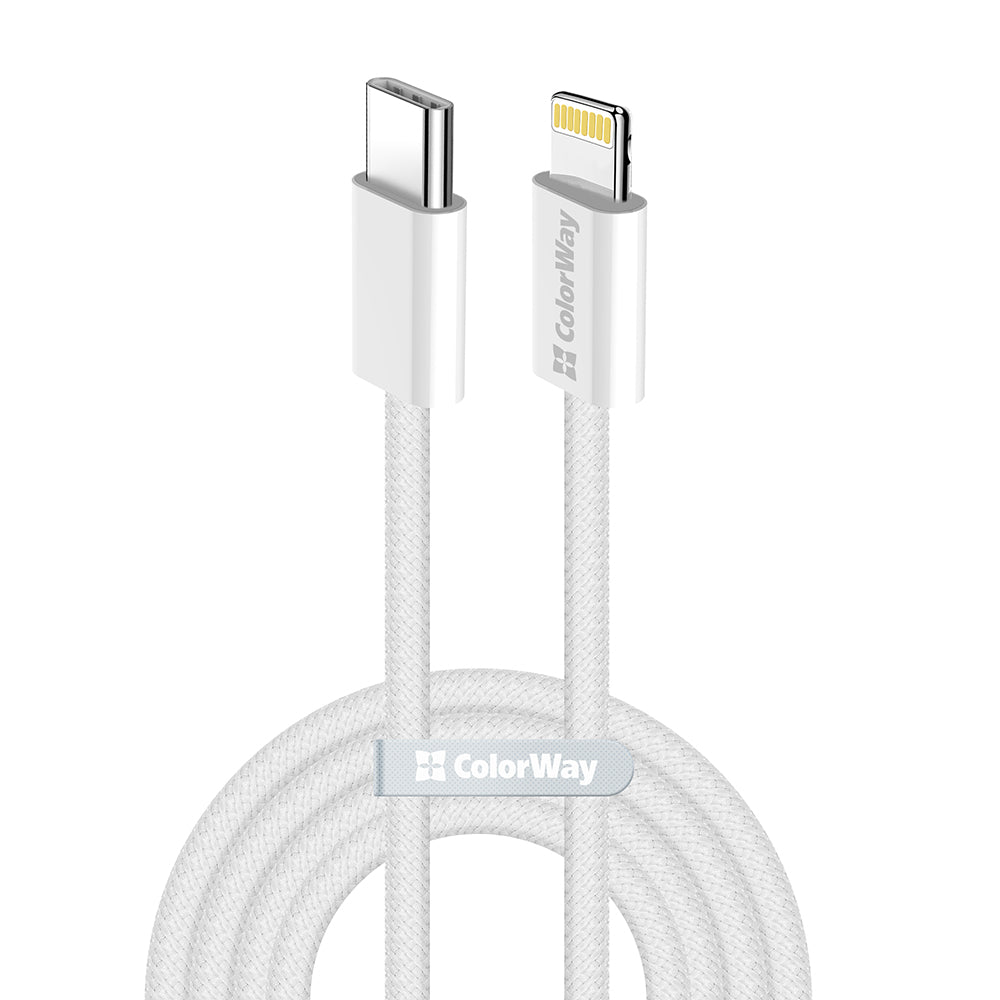Kabel do danych i ładowania USB-C - Lightning ColorWay CW-CBPDCL061, 27W, 1m, Szary