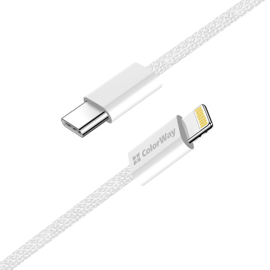 Kabel do danych i ładowania USB-C - Lightning ColorWay CW-CBPDCL061, 27W, 1m, Szary