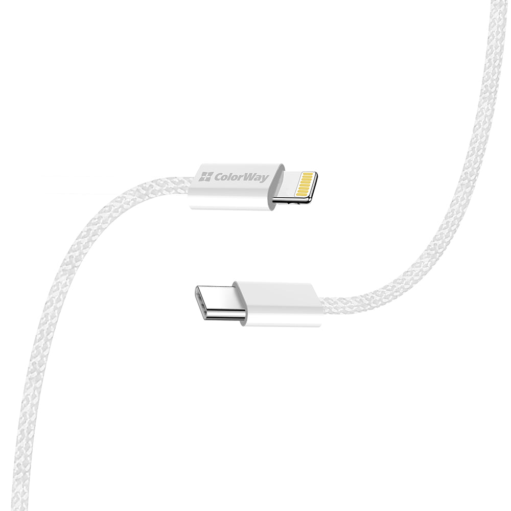 Kabel do danych i ładowania USB-C - Lightning ColorWay CW-CBPDCL061, 27W, 1m, Szary