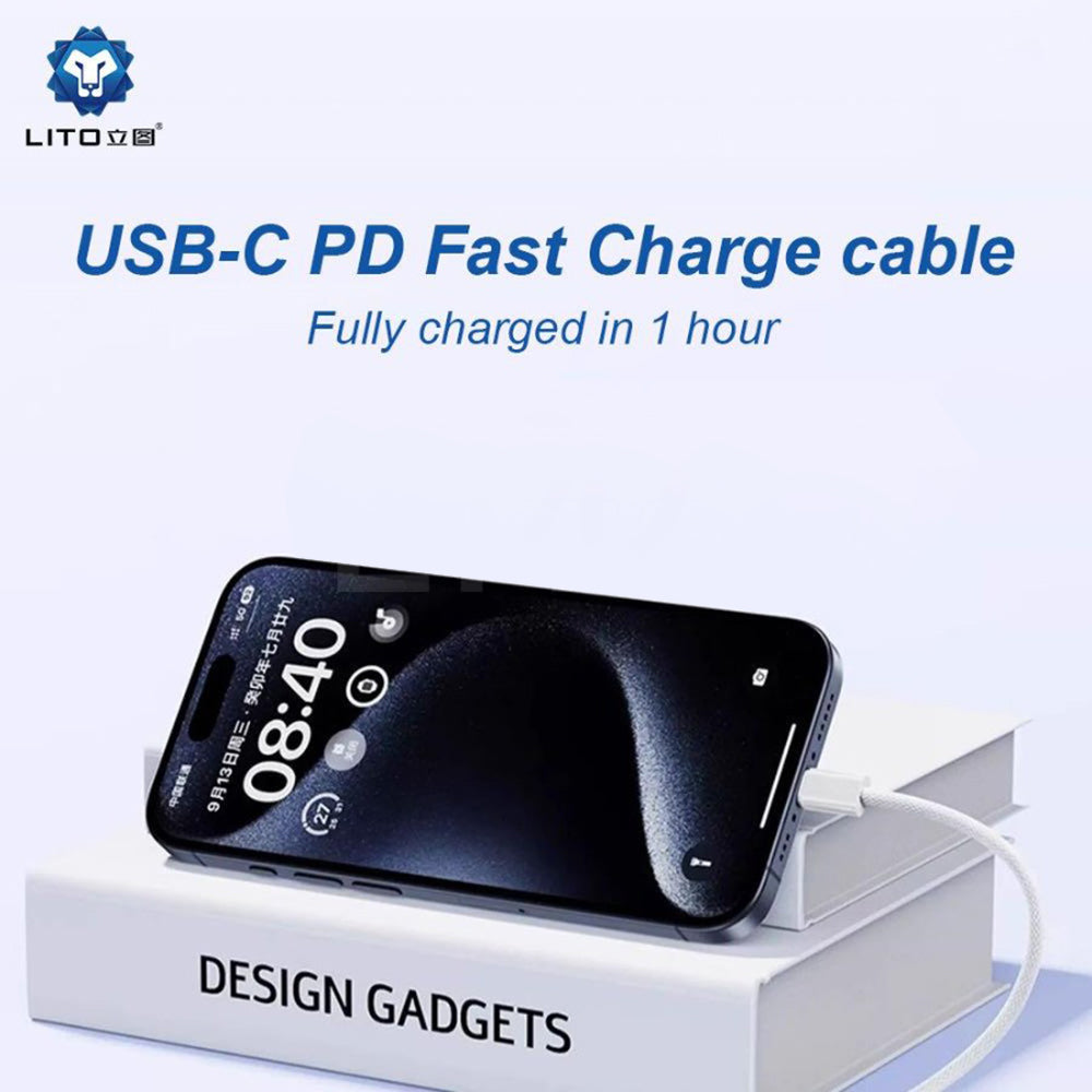 Kabel do danych i ładowania USB-C - Lightning Lito LD04CL, 27W, 2m, Biały