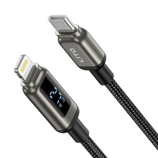 Kabel do danych i ładowania USB-C - Lightning Lito LD15 Display, 27W, 1m, Czarny
