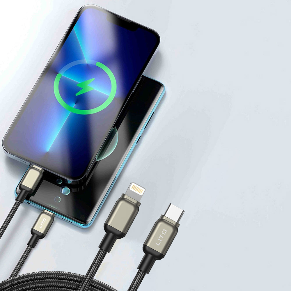 Kabel do danych i ładowania USB-C - Lightning Lito LD17, 20W, 1m, Czarny