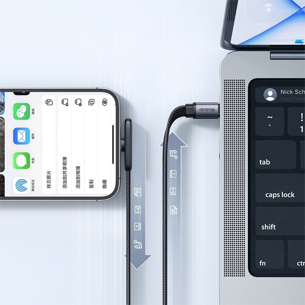 Kabel do danych i ładowania USB-C - Lightning McDodo CA-3350 Angled, 36W, 1.2m, Czarny