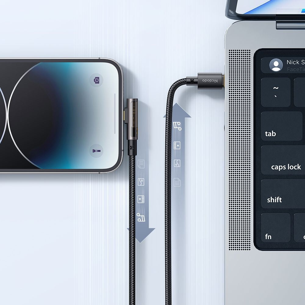 Kabel do danych i ładowania USB-C - Lightning McDodo CA-3390 Angled, 36W, 1.2m, Czarny