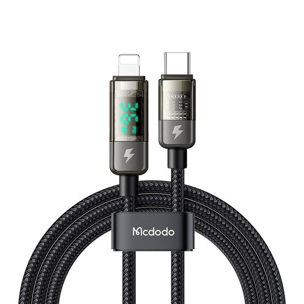 Kabel do danych i ładowania USB-C - Lightning McDodo CA-3600 Wyświetlacz Auto Power Off, 36W, 1.2m, Czarny