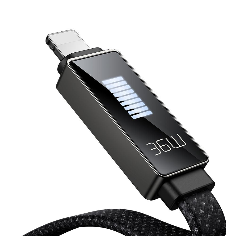 Kabel do danych i ładowania USB-C - Lightning McDodo CA-4960 Rythm Display, 36W, 1.2m, Czarny