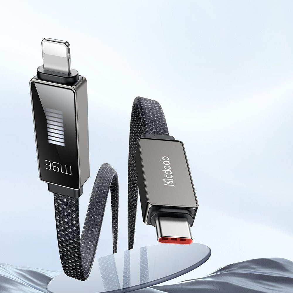 Kabel do danych i ładowania USB-C - Lightning McDodo CA-4960 Rythm Display, 36W, 1.2m, Czarny