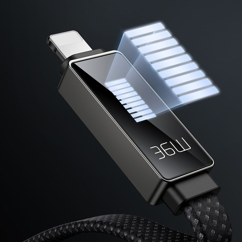 Kabel do danych i ładowania USB-C - Lightning McDodo CA-4960 Rythm Display, 36W, 1.2m, Czarny