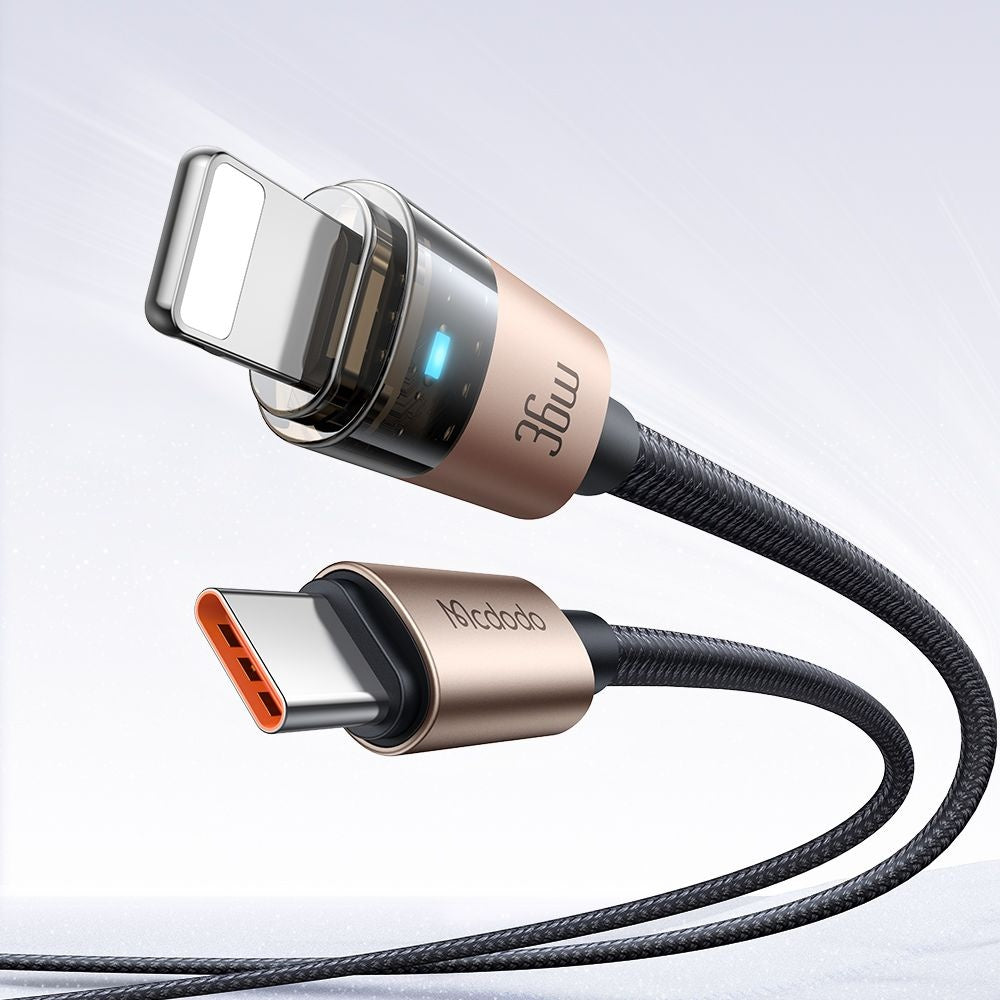 Kabel do danych i ładowania USB-C - Lightning McDodo CA-6941, 36W, 1.2m, Złoty