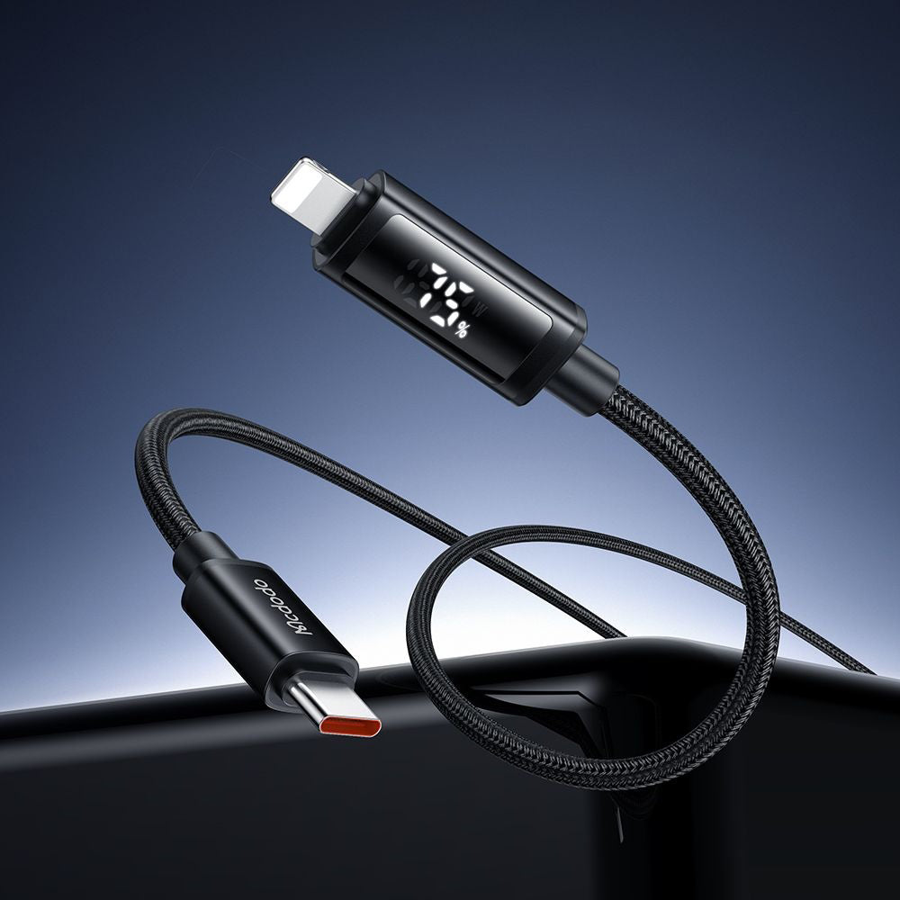 Kabel do danych i ładowania USB-C - Lightning McDodo CA-7990 Display, 36W, 1.2m, Czarny