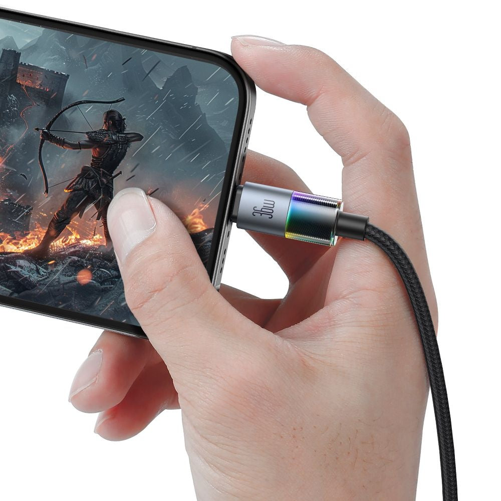 Kabel do danych i ładowania USB-C - Lightning McDodo CA-8190 Colorful, 36W, 1.2m, Czarny