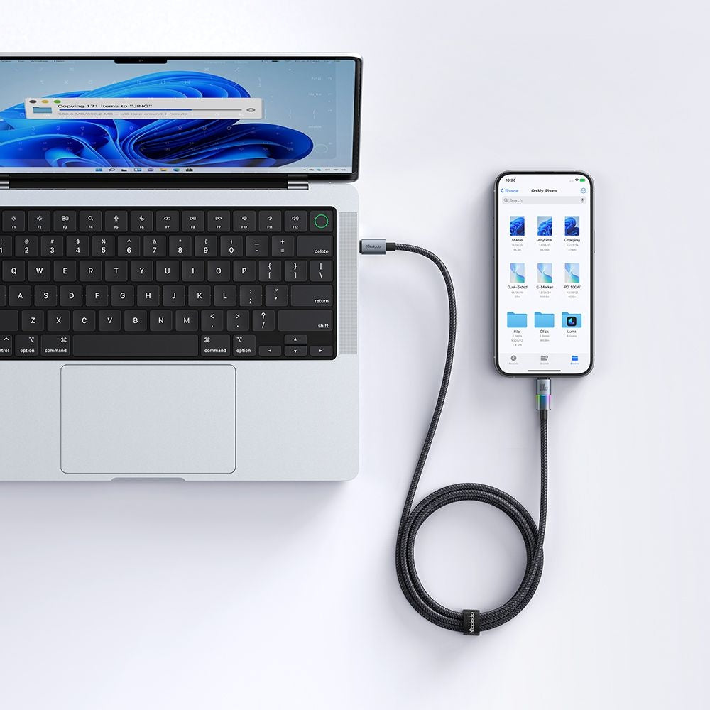 Kabel do danych i ładowania USB-C - Lightning McDodo CA-8190 Colorful, 36W, 1.2m, Czarny
