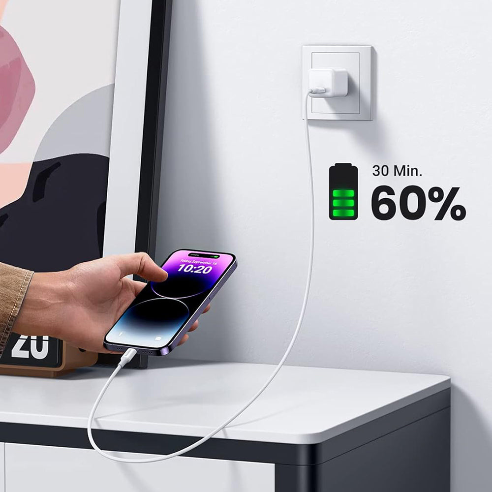 Kabel do danych i ładowania USB-C - Lightning UGREEN US171 (10493), 20W, 1m, Biały