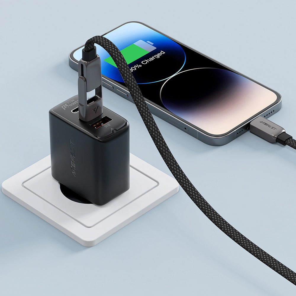 Kabel do danych i ładowania USB-C - USB-A / USB-C Acefast C13-04, 60W, 1.2m, Czarny