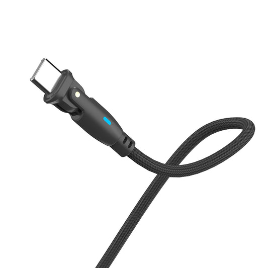 Kabel do danych i ładowania USB-C - USB-C 3MK Hyper N Angled, 100W, 1m, Czarny