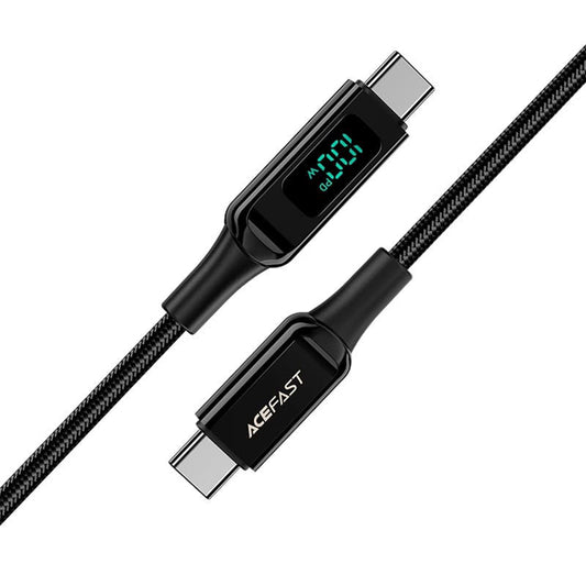 Kabel do danych i ładowania USB-C - USB-C Acefast C6-03 Display, 100W, 2m, Czarny