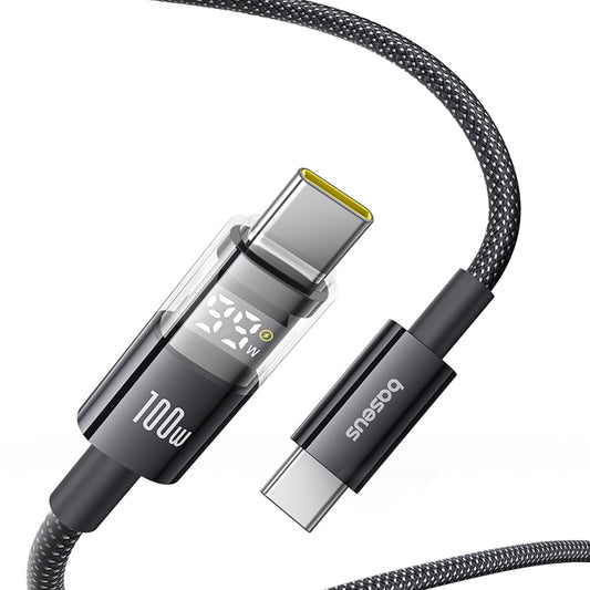 Kabel do danych i ładowania USB-C - USB-C Baseus Display 2, 100W, 2m, Czarny P10377706123-00