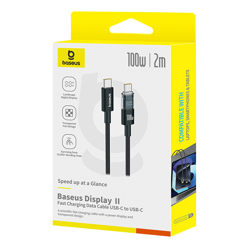 Kabel do danych i ładowania USB-C - USB-C Baseus Display 2, 100W, 2m, Czarny P10377706123-00