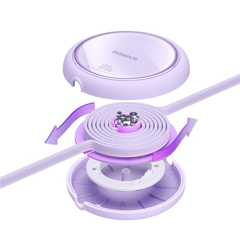 Kabel do danych i ładowania USB-C - USB-C Baseus Free2Draw Mini Retractable, 100W, 1m, Fioletowy P10364500511-00