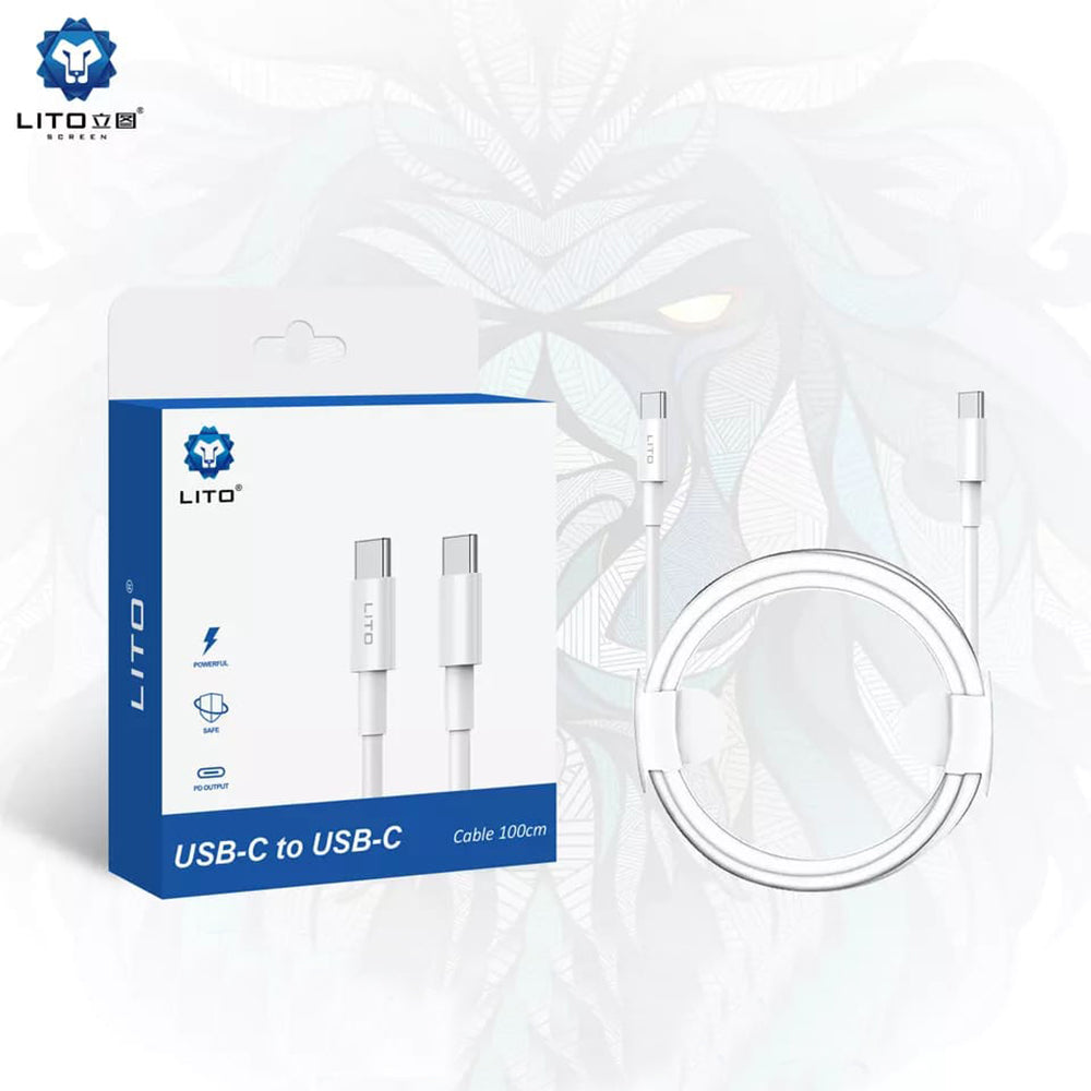 Kabel do danych i ładowania USB-C - USB-C Lito, 18W, 2m, Biały
