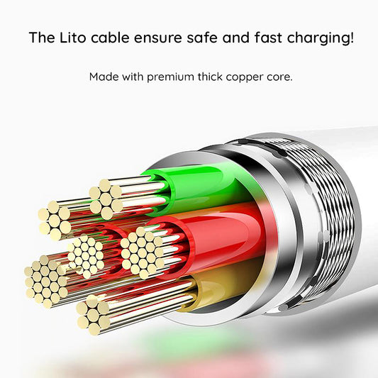 Kabel do danych i ładowania USB-C - USB-C Lito LD03, 60W, 1m, Biały