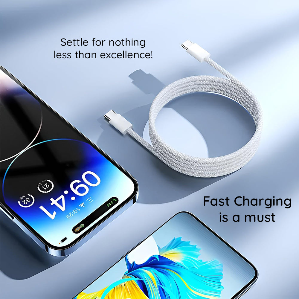 Kabel do danych i ładowania USB-C - USB-C Lito LD04CC, 60W, 1m, Biały