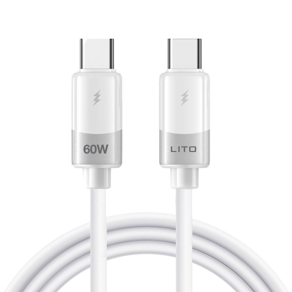 Kabel do danych i ładowania USB-C - USB-C Lito LD07, 60W, 1m, Biały