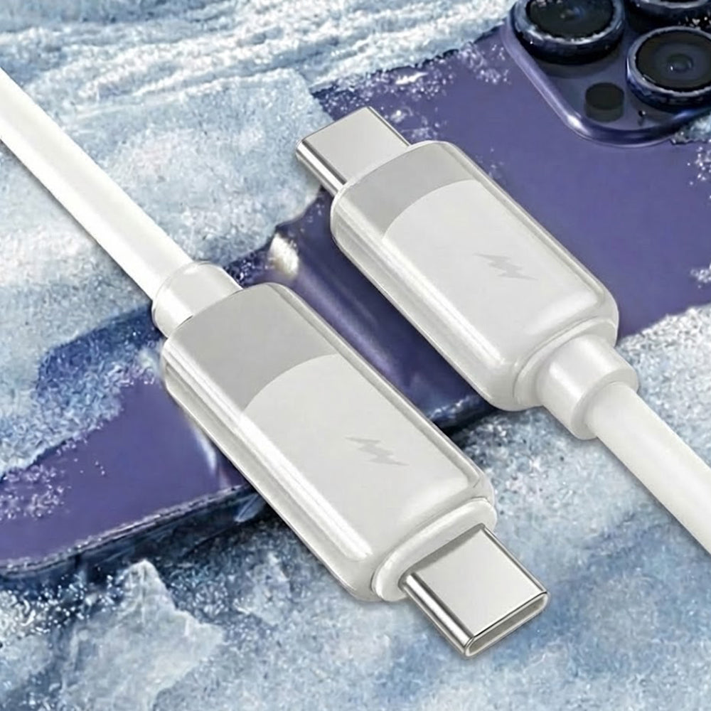 Kabel do danych i ładowania USB-C - USB-C Lito LD07, 60W, 1m, Biały