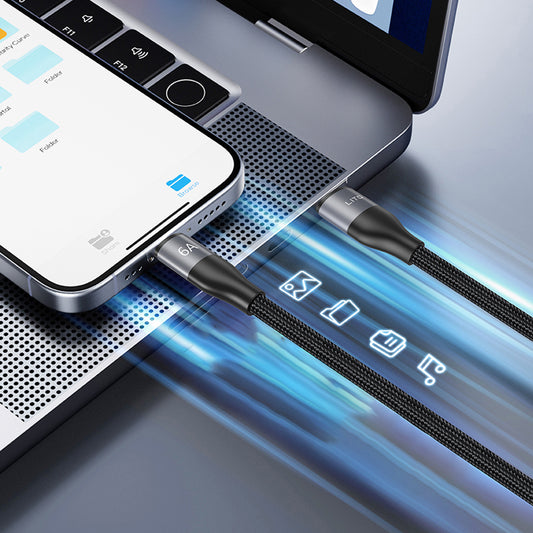 Kabel do danych i ładowania USB-C - USB-C Lito LD25CC, 100W, 2m, Szary