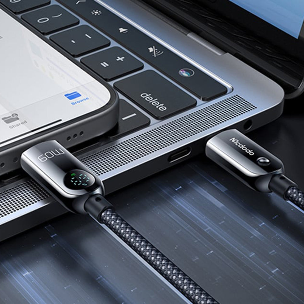 Kabel do danych i ładowania USB-C - USB-C McDodo CA-4780 Display, 60W, 1.2m, Czarny