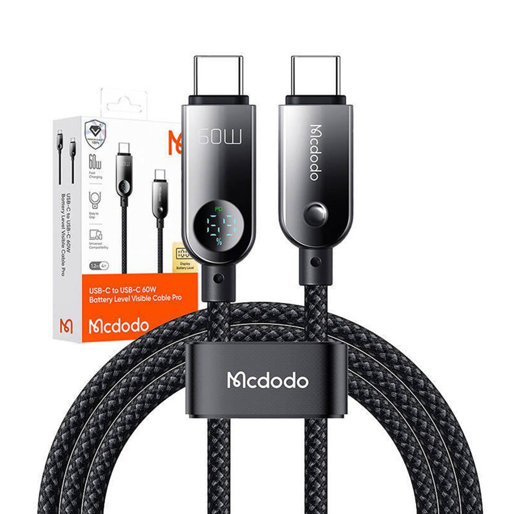 Kabel do danych i ładowania USB-C - USB-C McDodo CA-4780 Display, 60W, 1.2m, Czarny
