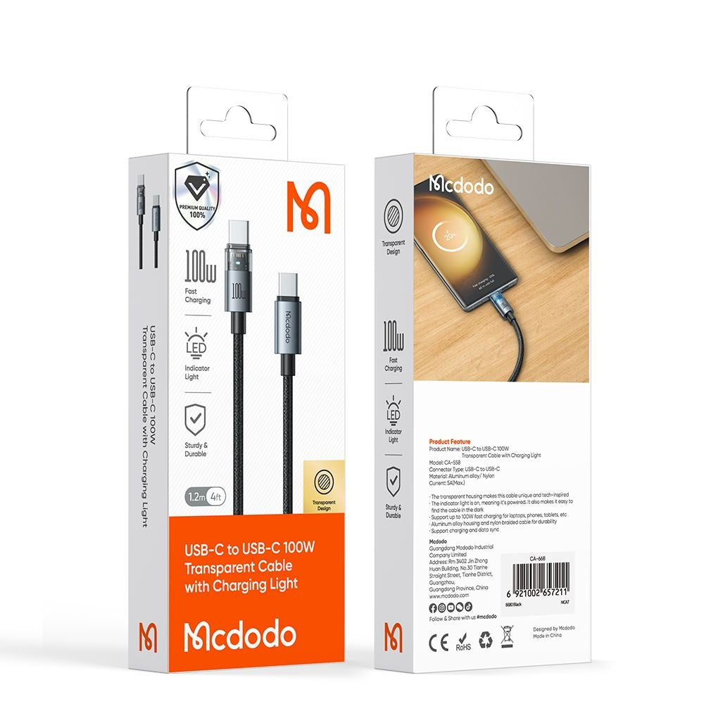 Kabel do danych i ładowania USB-C - USB-C McDodo CA-5581, 100W, 1.2m, Złoty