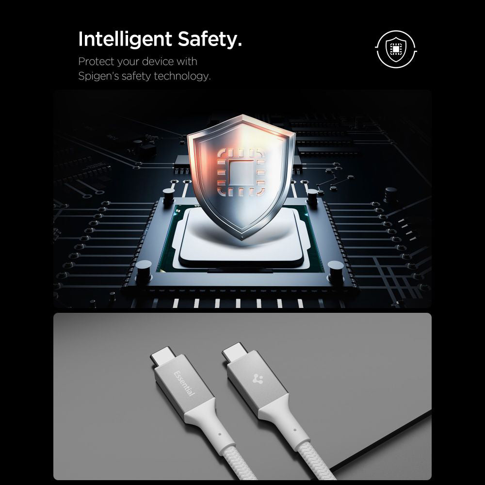 Kabel do danych i ładowania USB-C - USB-C Spigen EB10010CC, 100W, 1m, Biały ACA08774