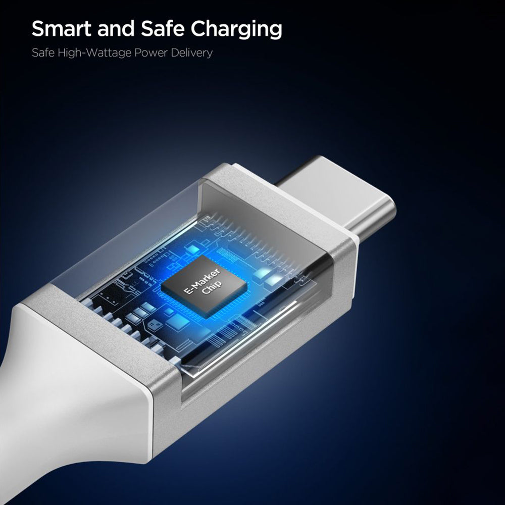 Kabel do danych i ładowania USB-C - USB-C Spigen EB10010CC, 100W, 1m, Biały ACA08774