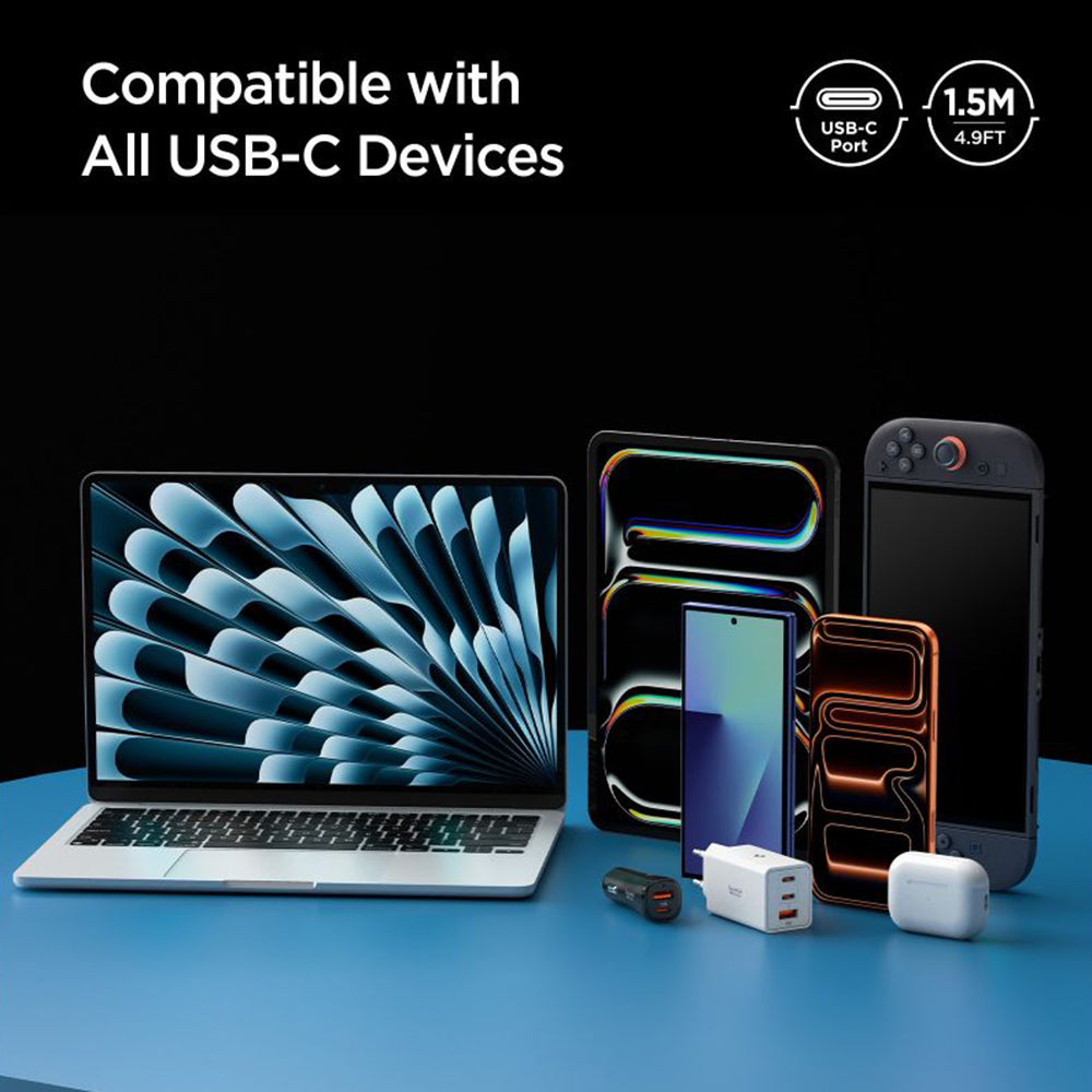 Kabel do danych i ładowania USB-C - USB-C Spigen EB10010CC, 100W, 1m, Biały ACA08774