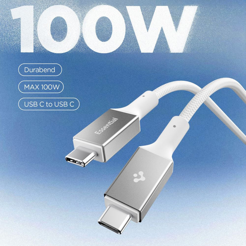 Kabel do danych i ładowania USB-C - USB-C Spigen EB10010CC, 100W, 1m, Biały ACA08774